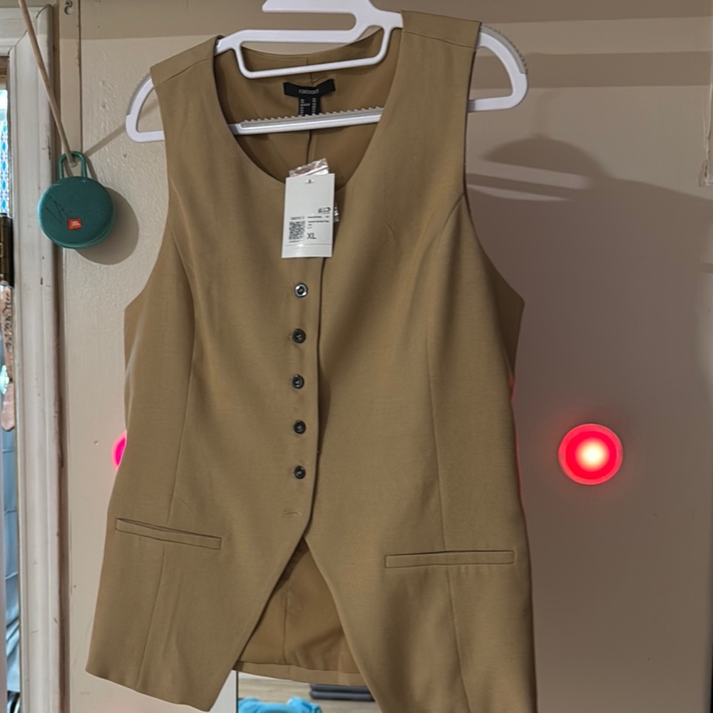 Forever 21 Camel Button-Front Vest